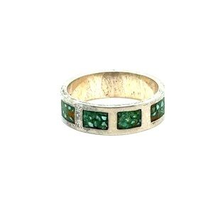 Vintage Sterling Green Inlay Band Ring